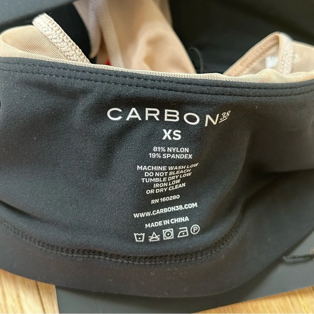 Nwt carbon38‎ sports bra mesh melt black tan xs - Picture 5 of 5